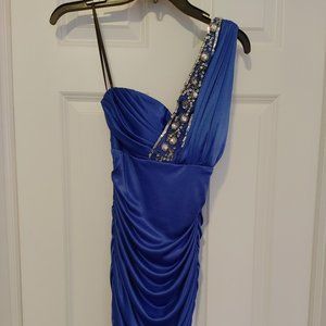 B. Smart Blue One Shoulder Mini Dress